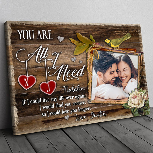 63202-Personalized You're All I Need Canvas Gift For Her For Him H0