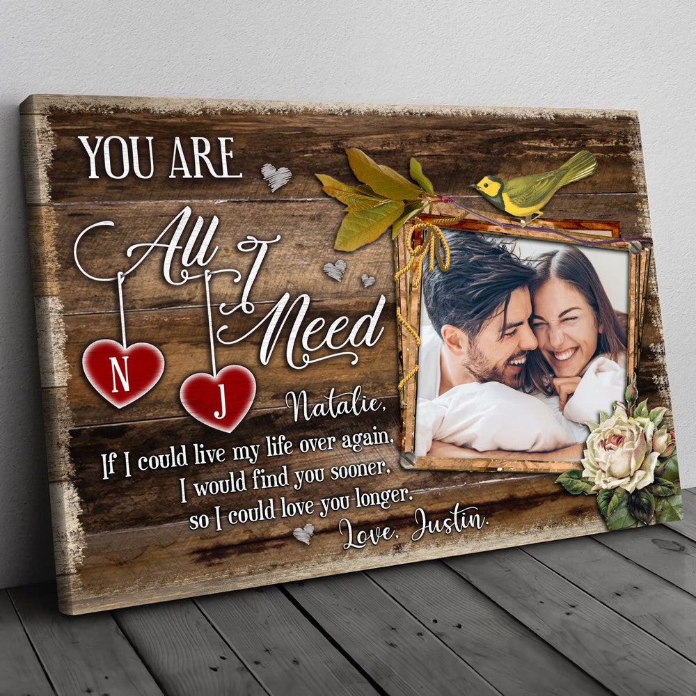 63202-Personalized You're All I Need Canvas Gift For Her For Him H0