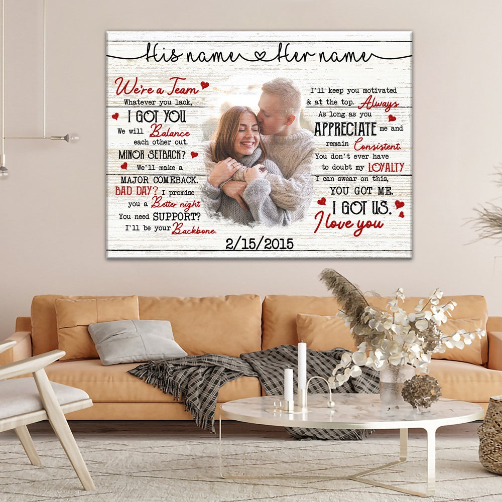 63417-Personalized We're A Team Soft Canvas Gift For Her For Him H0