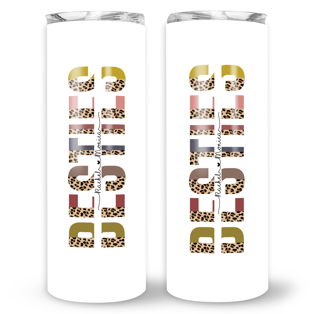 77713-Besties Leopard Pattern Personalized Tumbler H4