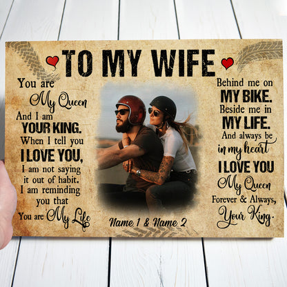 76964-Biker Couple Behind My Bike Beside In My Life Personalized Canvas H3