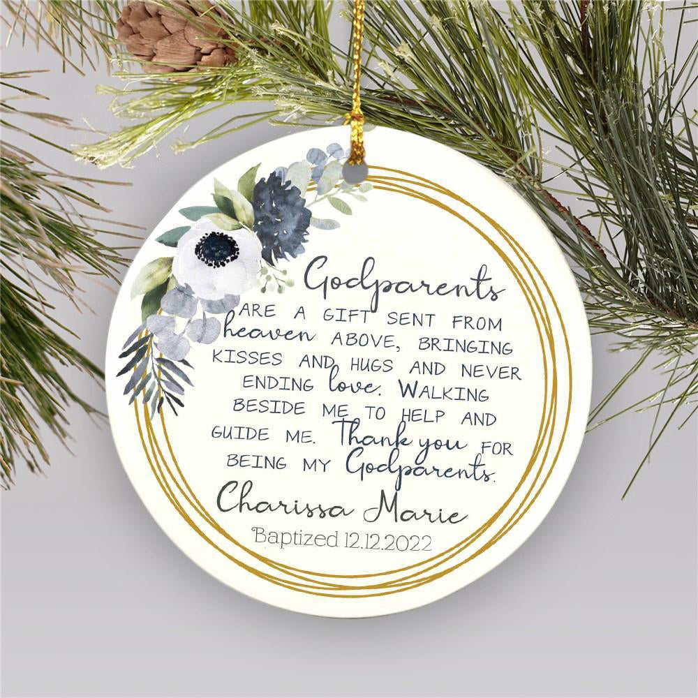 Personalized Godparent Baptism Gift For Godparent Ornament Christmas Gift