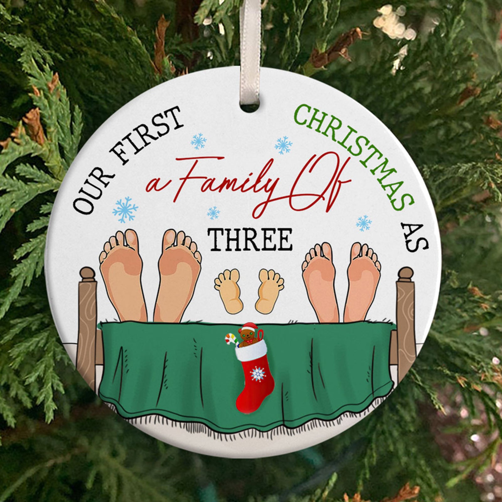 57411-Christmas Gift Our First Christmas As A Family Of Three Ornament H0