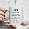 57535-Gift For Son From Mom Dad What A Great Person Funny Christmas Mug H0