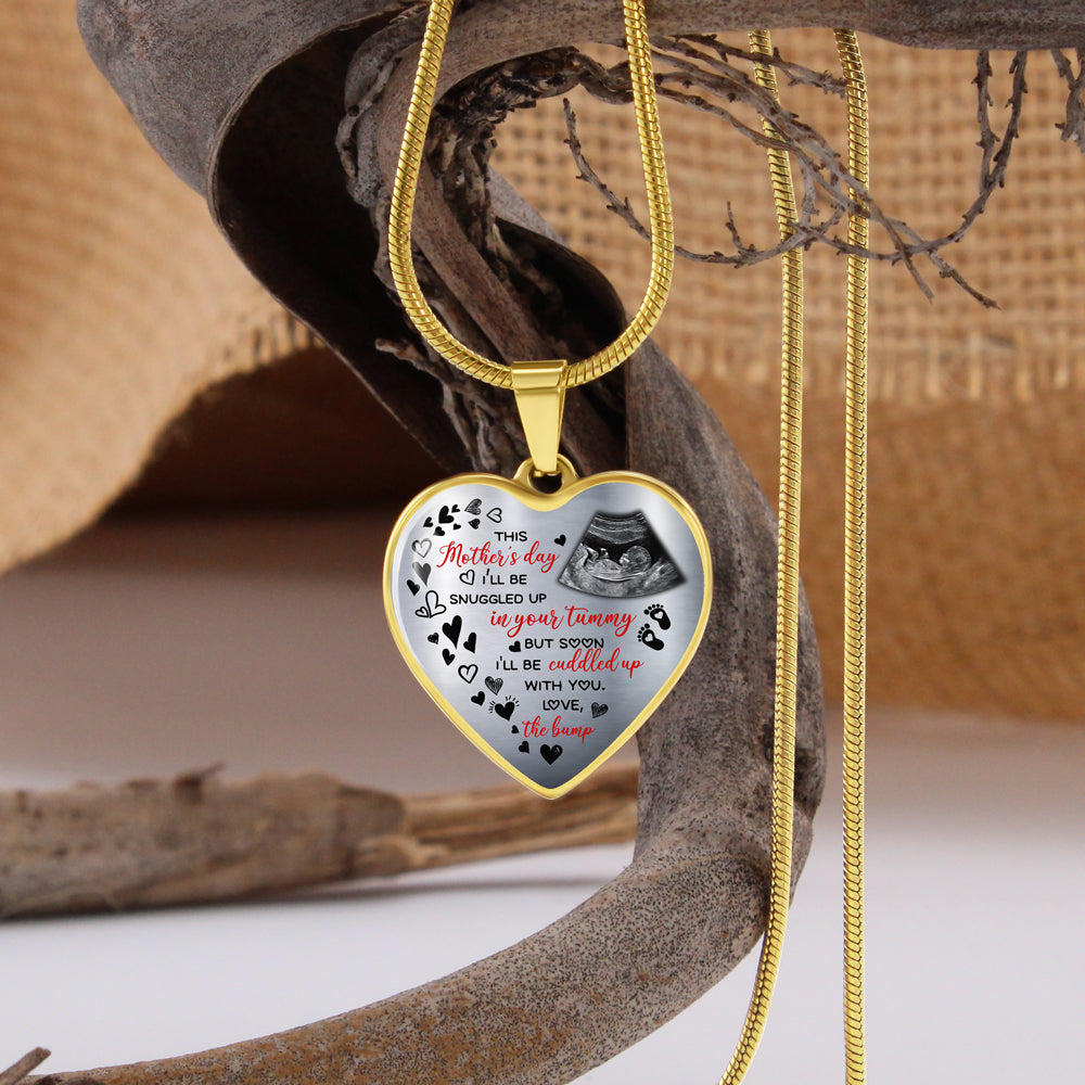 75964-Mom To Be Mother's Day From The Bump Keepsake Personalized Necklace H0