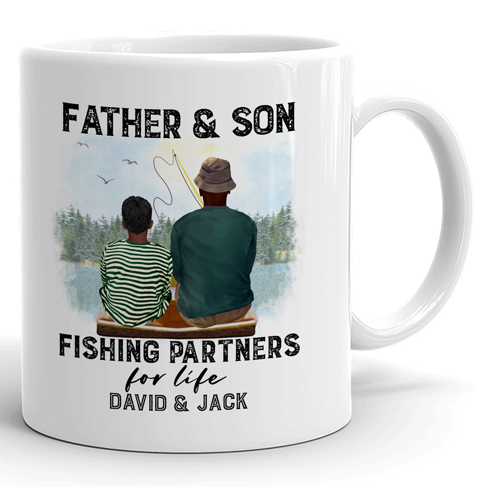 Dad And Son Fishing Partner Personalized Mug - Vista Stars