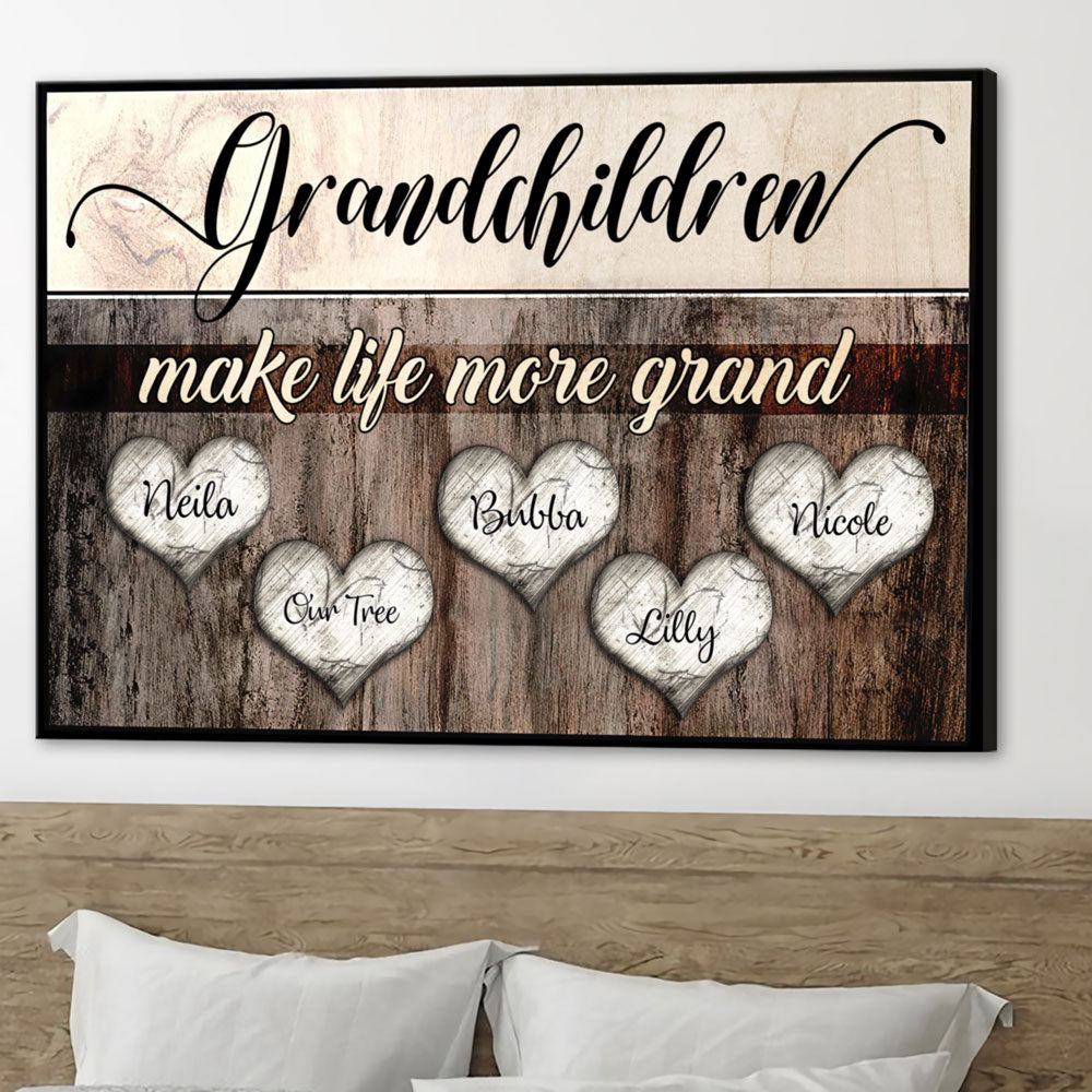 For Grandpa Grandma Grandchildren Heart Meaningful Personalized Canvas -  Vista Stars - Personalized gifts for the loved ones