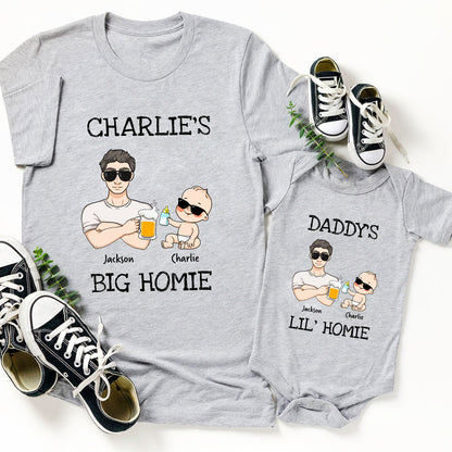 73572-New Dad And Baby Daddy's Lil Homie Personalized Matching Shirts H0