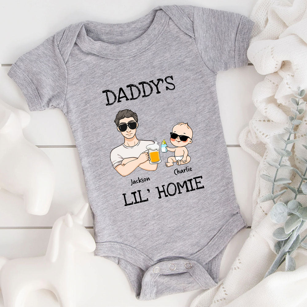73575-New Dad And Baby Daddy's Lil Homie Personalized Matching Shirts H4