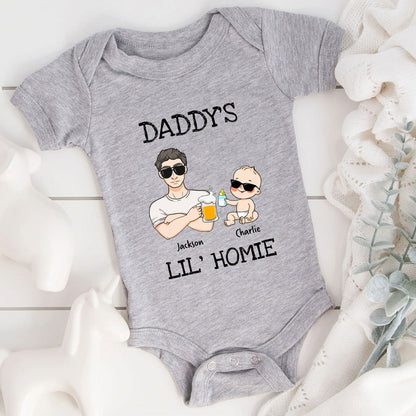 73575-New Dad And Baby Daddy's Lil Homie Personalized Matching Shirts H4