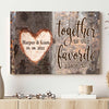 78230-Couple Wife Husband Carved Heart Anniversary Personalized Canvas H2