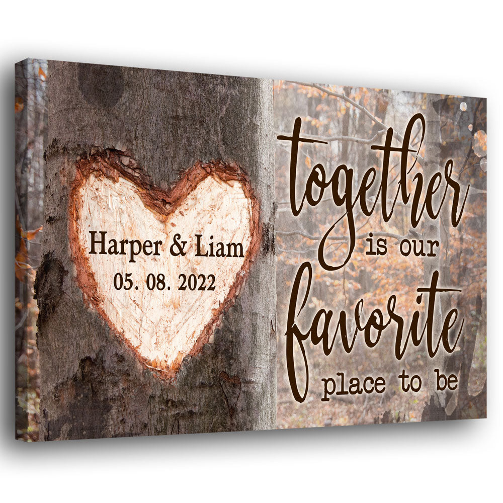 78224-Couple Wife Husband Carved Heart Anniversary Personalized Canvas H5