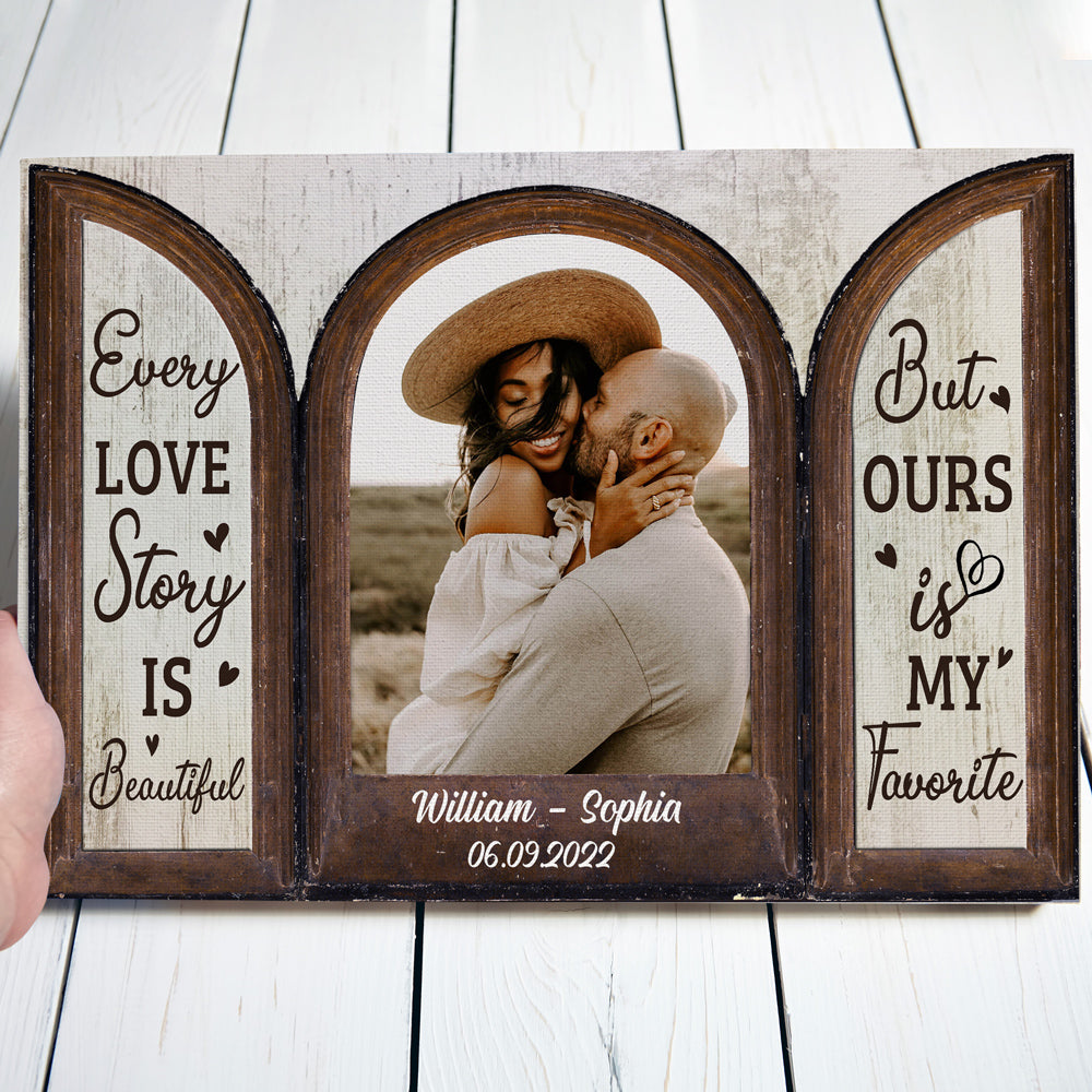 78416-Couple Wife Husband Love Story Vintage Anniversary Personalized Canvas H4