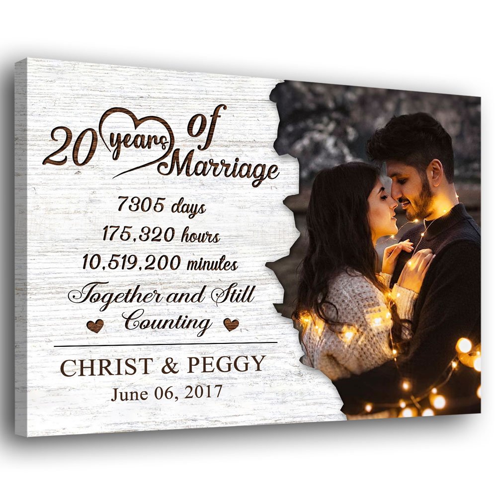 79128-Couple 20 Years Anniversary Marriage Meaningful Personalized Canvas H1