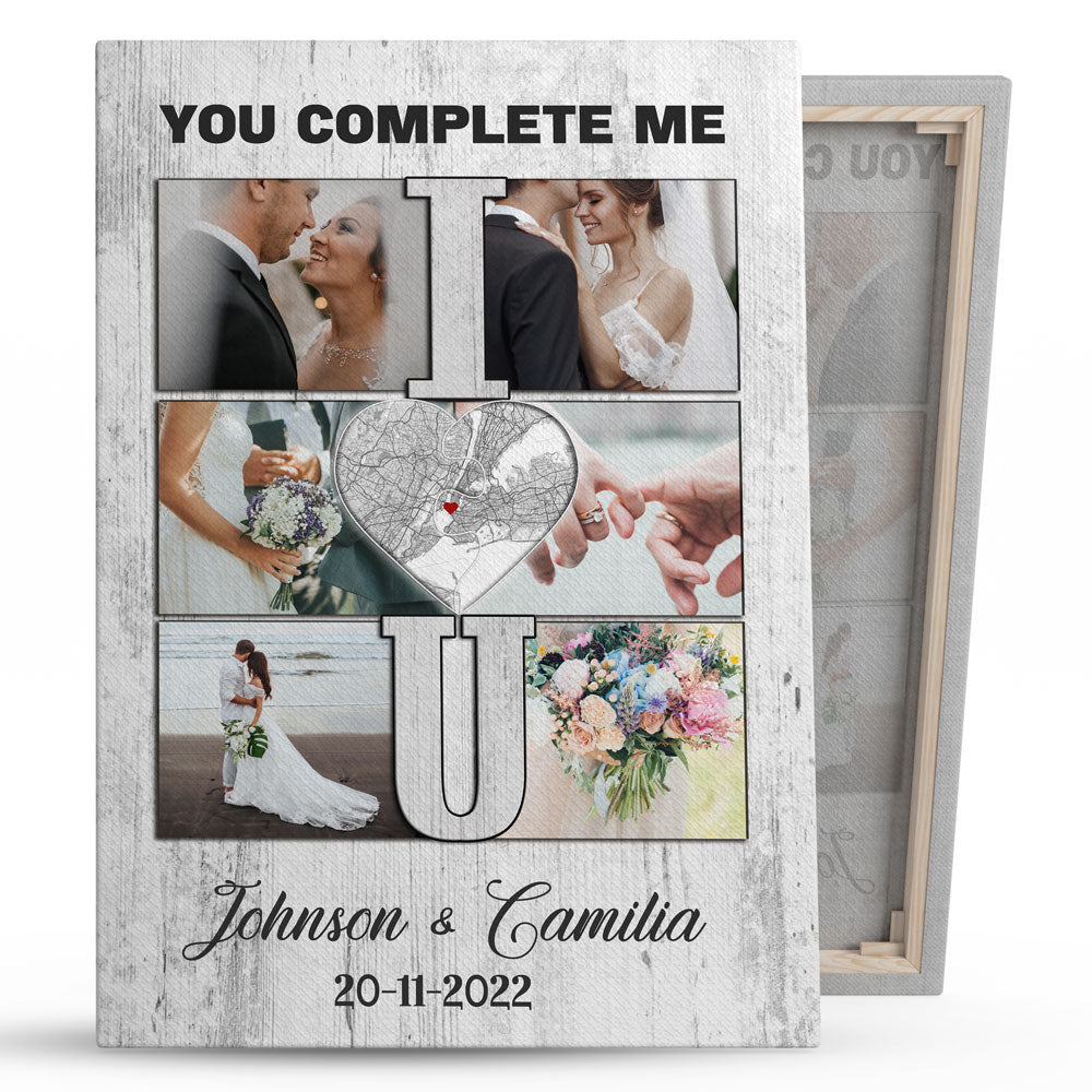 76192-Wife Husband Couple Complete Anniversary Personalized Canvas H4