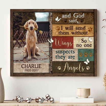 76225-Pet Dog Cat Memorial Angels Paw Personalized Photo Canvas H2