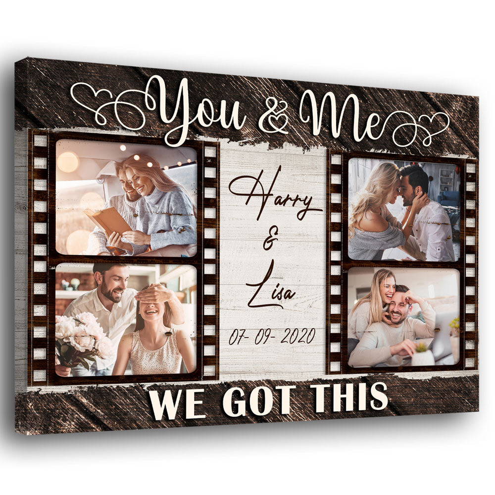 76176-Wife Husband Couple Got Anniversary Personalized Photo Canvas H0