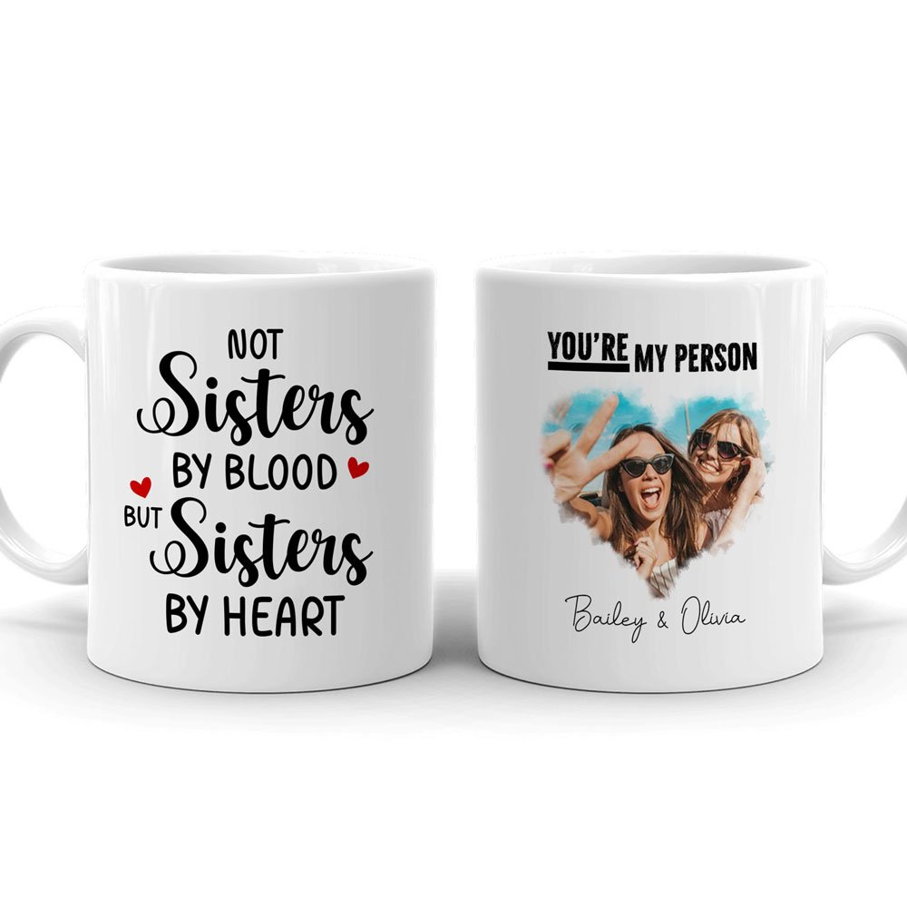 76672-Best Friends Bestie Sister By Heart Funny Personalized Mug H5