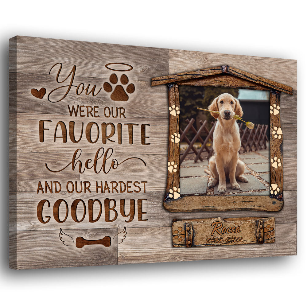 77657-Pet Dog Cat Memorial Hello Goodbye Personalized Canvas H4