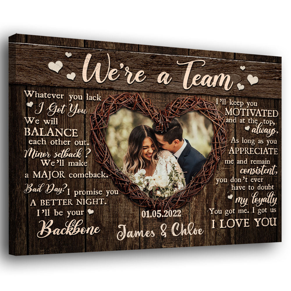 77865-Wife Husband Couple A Team Anniversary Personalized Canvas H1