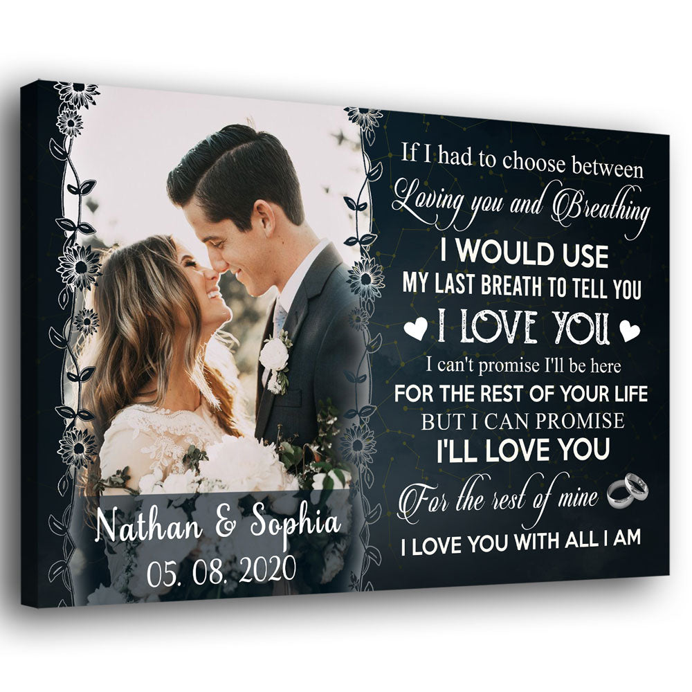 79094-Wife Husband Couple Last Breath Love Anniversary Personalized Canvas H4