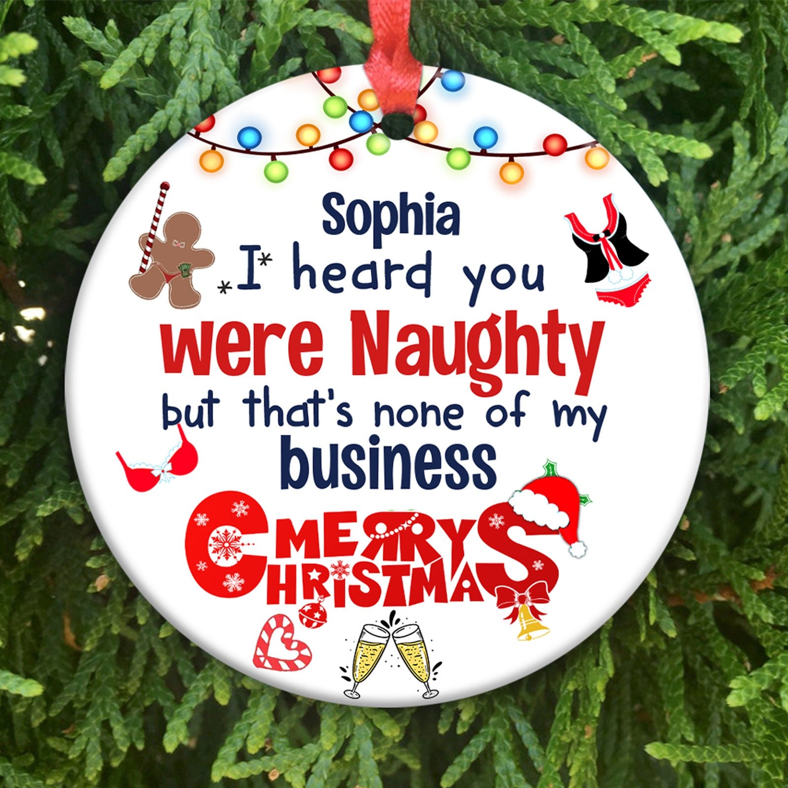 58830-Personalize Funny Ornamentfor Wife, Christmas Ornament Gift for Wife, I Hear You Were Naughty Ornament H0
