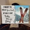 Personalized Hold Your Hand At 80 Baby Let&#39;s Go Skiing Canvas