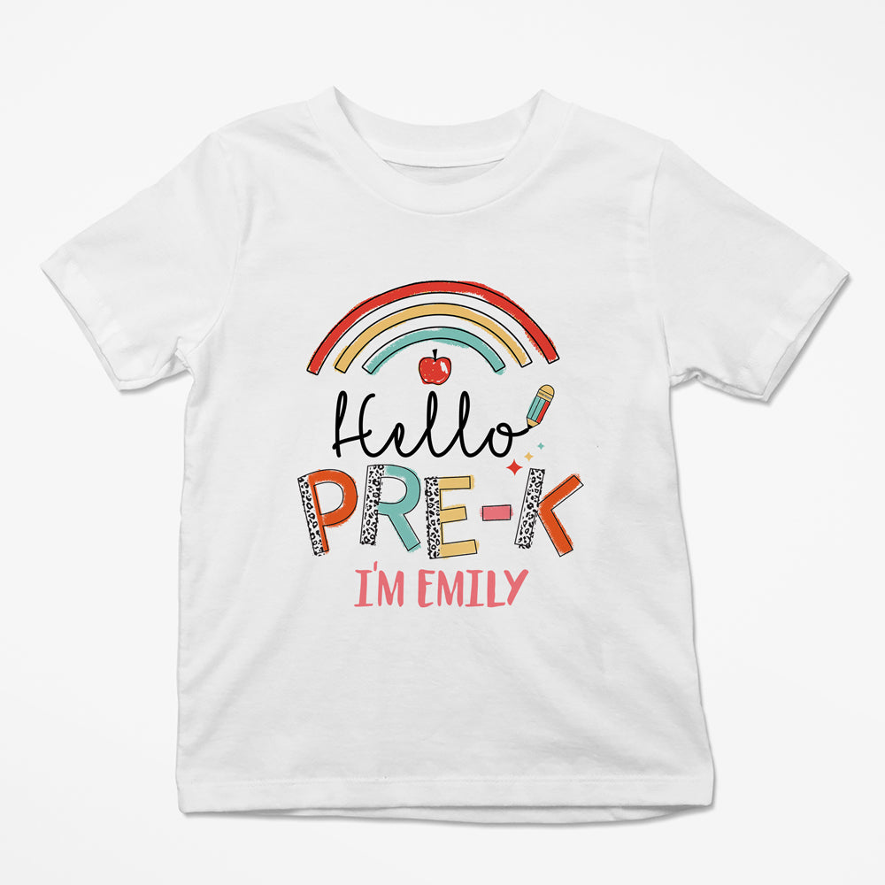 Kid Back To School First Day Hello PreK Personalized Shirt