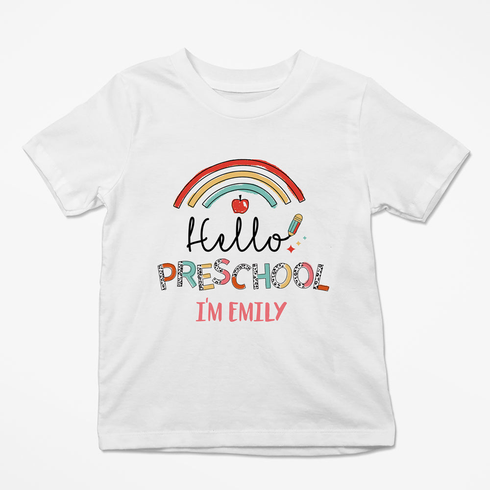 Kid Back To School First Day Hello Preschool Personalized Shirt