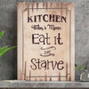 Kitchen Wall Art Decor Funny Today&#39;s Menu Eat It Or Starve Canvas