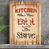 Kitchen Wall Art Decor Funny Today&#39;s Menu Eat It Or Starve Canvas GSP