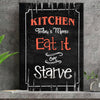 Kitchen Wall Art Decor Funny Today&#39;s Menu Eat It Or Starve Canvas