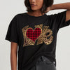 Leopard love with buffalo plaid heartshirt for women