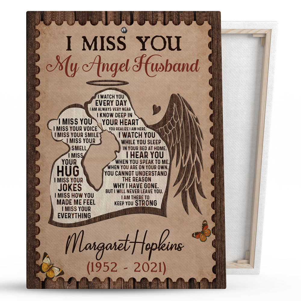 Loss Of Husband Memorial I Miss You Heaven Personalized Canvas