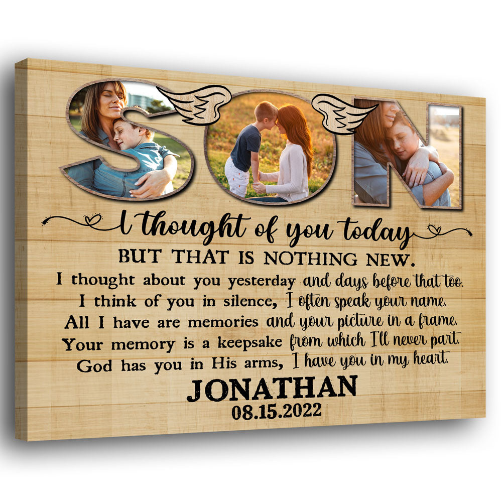 Loss Of Son In Sympathy Loving Memorial Personalized Photo Canvas