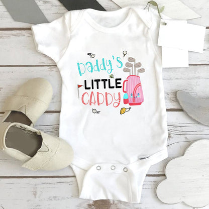 Funny Gift For Golfing Dad Daddy's Little Caddy Baby Bodysuit