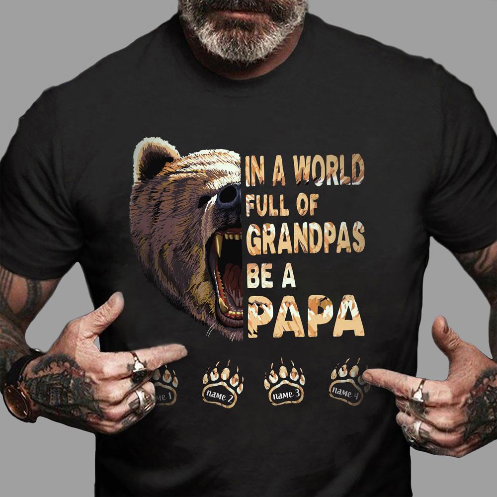 Papa Bear Shirt With Kids Names Personalized Papa Gift Papa Shirt