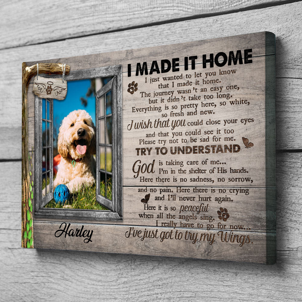 Made It Home Sympathy Loss Of Pet Memorial Personalized Photo Canvas