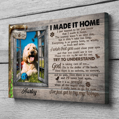 Made It Home Sympathy Loss Of Pet Memorial Personalized Photo Canvas