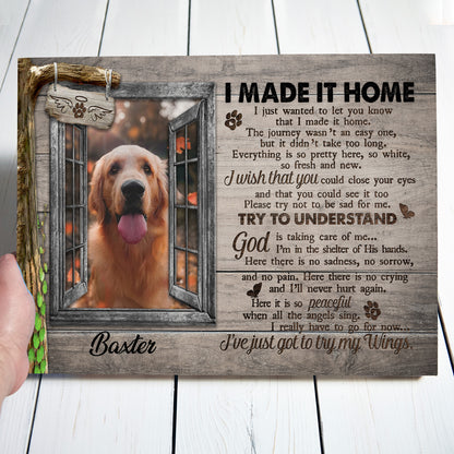 Made It Home Sympathy Loss Of Pet Memorial Personalized Photo Canvas