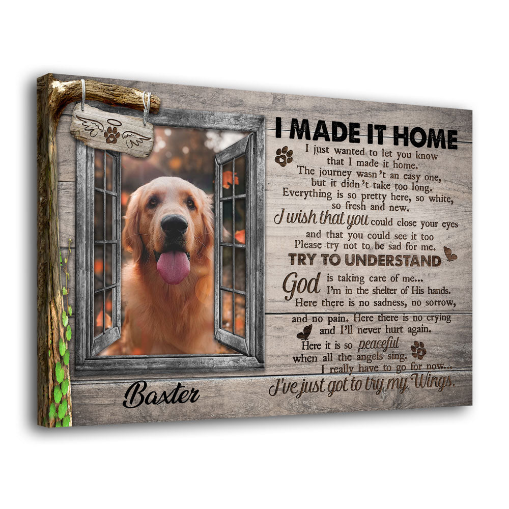 Made It Home Sympathy Loss Of Pet Memorial Personalized Photo Canvas