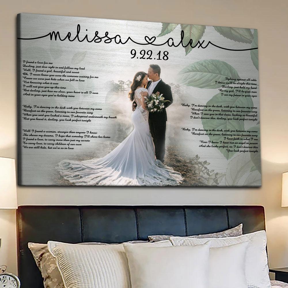 Personalized Lyric Song Wedding Anniversary Couple Gift For Girlfriend Boyfriend Canvas