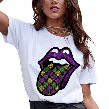 Mardi gras  Mardi gras lips sublimation shirt for women