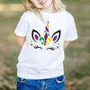 Mardi gras unicorn eyelashes face shirt for kids