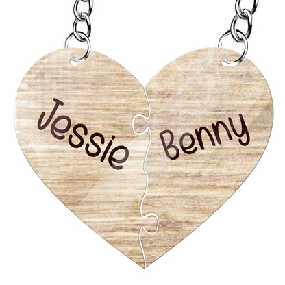 Matching Hearts Piece Best Friend Personalized Friendship Keychains