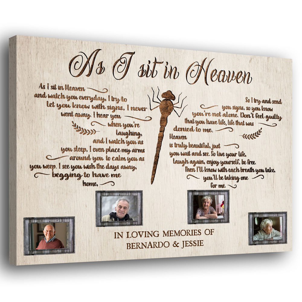Memorial Dragonfly As I Sit In Heaven Sympathy Personalized Canvas