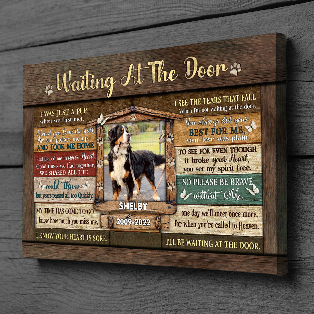 Memorial Pet Photo Loss Of Dog Waiting At The Door Personalized Canvas