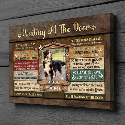 Memorial Pet Photo Loss Of Dog Waiting At The Door Personalized Canvas