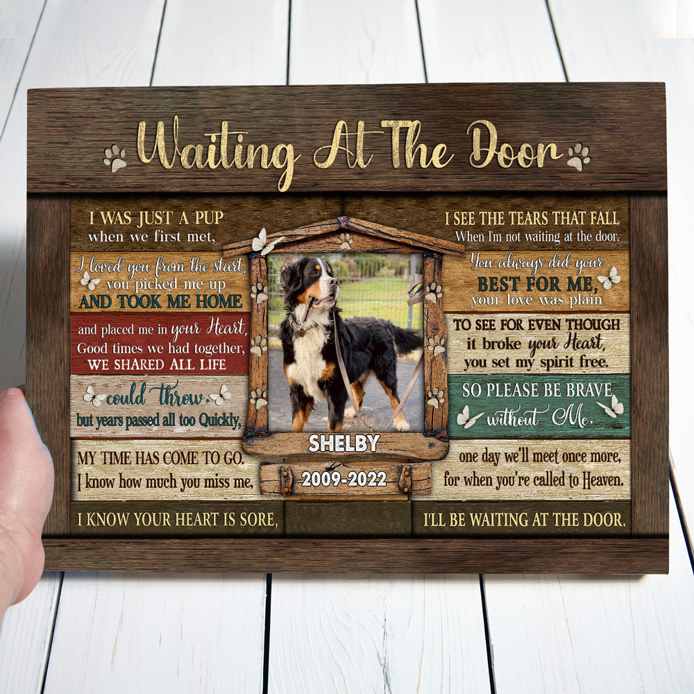 Memorial Pet Photo Loss Of Dog Waiting At The Door Personalized Canvas