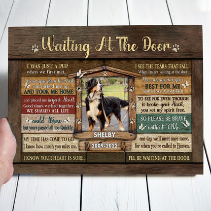 Memorial Pet Photo Loss Of Dog Waiting At The Door Personalized Canvas